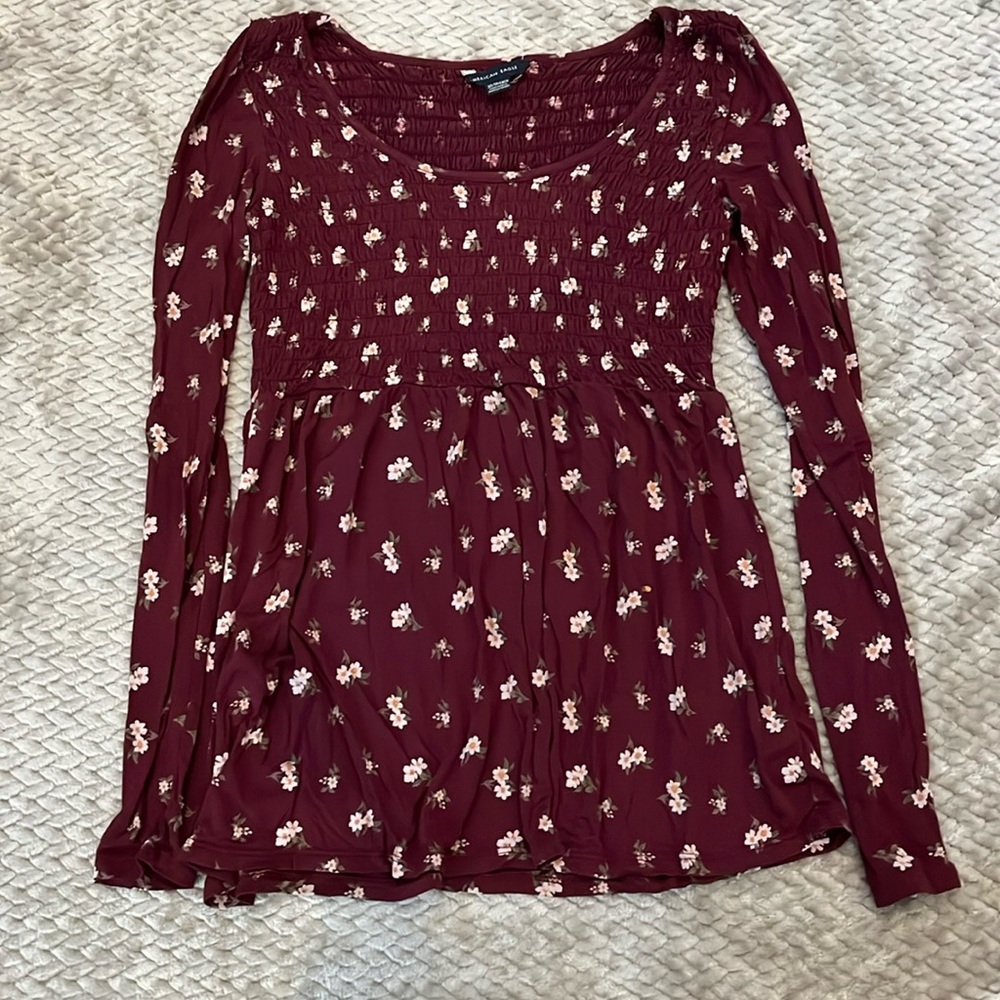 Maroon floral long sleeve